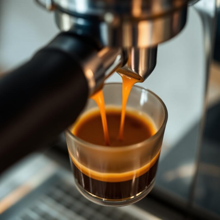 Extracción de espresso desde la máquina de café